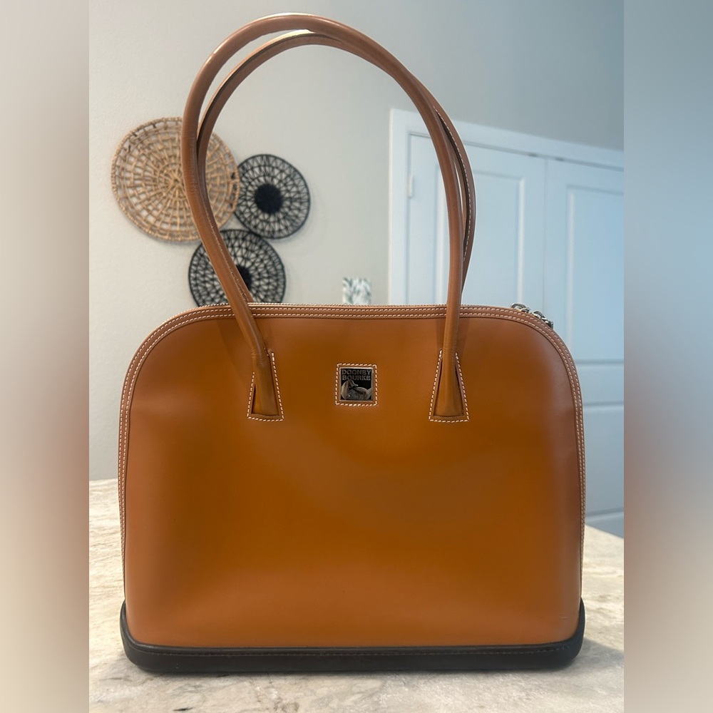 Dooney & Bourke Tan Leather Satchel with Dome Shape